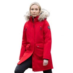 Kurtka Puchowa Damska Dana. Czerwone kurtki sportowe damskie Trespass, m, bez wzorów, z dzianiny, bez ramiączek, z kapturem, trekkingowe. Za 720.99 zł.