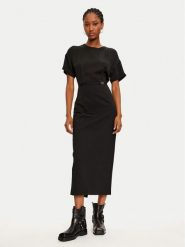 TWINSET Sukienka dzianinowa 242TP2402 Czarny Loose Fit. Czarne sukienki damskie Twinset, bez wzorów, z dzianiny, bez kołnierzyka, bez ramiączek. Za 629.99 zł.