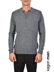 Xagon Man Sweter "Polo" | A1908 1J91269 | Mężczyzna | Szary. Szare swetry męskie Xagon, m, bez wzorów, bez kołnierzyka, bez ramiączek. W wyprzedaży za 139.00 zł.