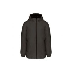 Recykowana parka z kapturem Kariban. Szare parki męskie KARIBAN, na zimę, l, z aplikacjami, z materiału, eleganckie, bez kołnierzyka, z kapturem. Za 247.00 zł.