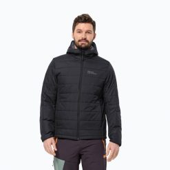Kurtka puchowa męska Jack Wolfskin Lapawa Ins Hoody. Czarne kurtki męskie Jack Wolfskin, m, bez wzorów, z puchu, sportowe, bez kaptura. Za 459.99 zł.