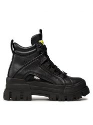Buffalo Botki Aspha Nc Mid BN16220451 Czarny. Czarne botki damskie Buffalo, bez wzorów, ze skóry, bez obcasa, na płaskiej podeszwie, bez zapięcia. Za 599.99 zł.