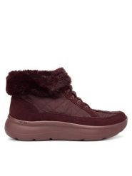 Skechers Trzewiki 144841/BURG Bordowy. Czerwone botki damskie Skechers, bez wzorów, z materiału, bez obcasa, na płaskiej podeszwie, bez zapięcia. Za 249.99 zł.