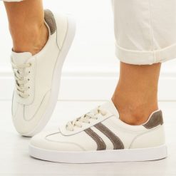 Beżowe skórzane półbuty damskie Vinceza 41505. Brązowe obuwie sportowe damskie VINCEZA, na jesień, bez wzorów, z dresówki, z okrągłym noskiem, bez zapięcia. Za 219.00 zł.