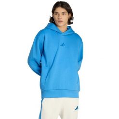 Bluza męska adidas ALL SZN Fleece Hoodie. Niebieskie bluzy męskie Adidas, m, bez wzorów, z bawełny, bez kaptura, na fitness i siłownię. Za 195.99 zł.