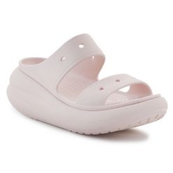 Klapki Crocs Crush Sandal W 207670-6UR różowe. Czerwone klapki damskie bez wzorów, sportowe, bez obcasa, bez zapięcia. Za 345.55 zł.