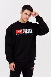 DIESEL Czarna męska bluza S-BOXT-DIV z dużym logo. Czarne bluzy męskie Diesel, l, bez wzorów, z bawełny, eleganckie, bez ramiączek, bez kaptura. W wyprzedaży za 529.99 zł.