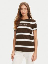 Tommy Hilfiger T-Shirt Script WW0WW45746 Brązowy Regular Fit. Brązowe t-shirty damskie Tommy Hilfiger, m, bez wzorów, z bawełny, bez kołnierzyka, bez ramiączek. Za 139.99 zł.