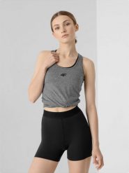 4F Top treningowy slim szybkoschnący damski - szary XS. Szare topy damskie 4F, xs, bez wzorów, z dzianiny, klasyczne, bez kołnierzyka, bez ramiączek. Za 59.99 zł.