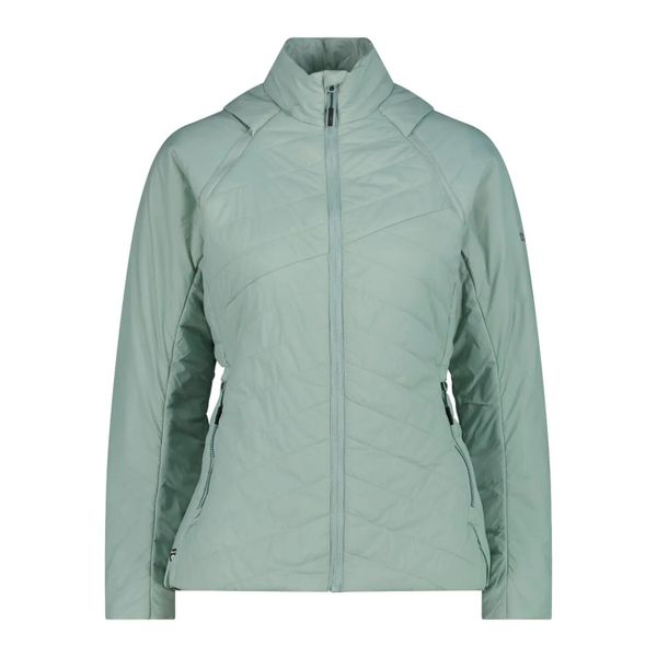 Kurtka damska CMP. Zielone kurtki sportowe damskie CMP, bez wzorów, z materiału, bez ramiączek, z kapturem, narciarskie, primaloft. Za 375.00 zł.