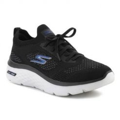 Buty do chodzenia męskie Skechers 216083BKGY. Czarne buty sportowe męskie Skechers, bez wzorów, z materiału, bez zapięcia, trekkingowe. Za 568.00 zł.