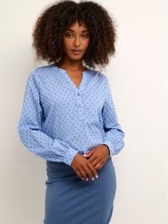 Kaffe Koszula Silona 10506120 Niebieski Regular Fit. Niebieskie koszule damskie Kaffe, bez wzorów, z bawełny, bez kołnierzyka, bez ramiączek. Za 219.99 zł.