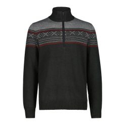 Sweter dzianinowy z zippem CMP Wooltech. Czarne swetry męskie CMP, na zimę, m, bez wzorów, z dzianiny, sportowe, bez kołnierzyka, bez ramiączek. Za 342.50 zł.