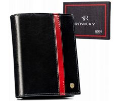 Portfel skórzany Rovicky 22314-RVTP czarny. Czarne portfele męskie ROVICKY, z aplikacjami, ze skóry. Za 77.99 zł.