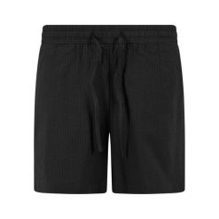 Shorty Damskie Tkanina Seersucker. Czarne szorty damskie Urban Classics, bez wzorów, z tkaniny, sportowe. Za 155.99 zł.