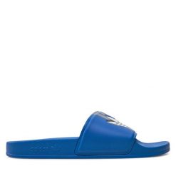 Klapki adidas. Niebieskie klapki męskie Adidas, bez wzorów, bez zapięcia. Za 129.99 zł.