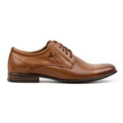 KOMODO Buty wizytowe skórzane męskie 850KL brązowe. Brązowe buty wizytowe męskie bez wzorów, bez obcasa, bez zapięcia. Za 362.62 zł.