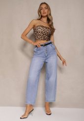 Niebieskie Jeansy Mom Fit High Waist Zapinane na Guziki Zeloiti. Niebieskie jeansy damskie Renee, bez wzorów, z jeansu, eleganckie, z podwyższonym stanem. Za 99.99 zł.