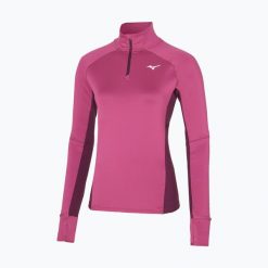 Bluza do biegania damska Mizuno Hybrid Tee Half Zip. Czerwone bluzy damskie Mizuno, xl, bez wzorów, z elastanu, bez ramiączek, bez kaptura. Za 119.99 zł.