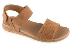 Sandały damskie, Desert Kiss Low-Top Look. Czarne sandały damskie Skechers, bez wzorów, z materiału, bez obcasa, bez zapięcia. Za 199.99 zł.