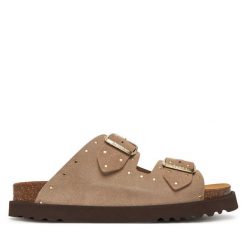 Klapki Scholl. Brązowe klapki damskie Scholl, bez wzorów, bez obcasa, bez zapięcia. Za 289.99 zł.