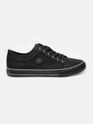Trampki męskie niskie czarne RR174338 906. Czarne trampki męskie BIG STAR, bez wzorów, z materiału, eleganckie, bez zapięcia. Za 169.99 zł.