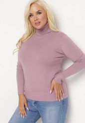 Różowy Sweter z Golfem Sazerna w Składzie Wiskoza i Modal. Czerwone swetry nierozpinane damskie Born2be, l, bez wzorów, z dzianiny, bez kołnierzyka, bez ramiączek. Za 59.99 zł.