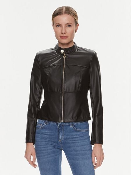 Rinascimento Kurtka z imitacji skóry CFC0117800003 Czarny Regular Fit. Czarne kurtki damskie Rinascimento, m, bez wzorów, ze skóry, bez kaptura. Za 359.99 zł.