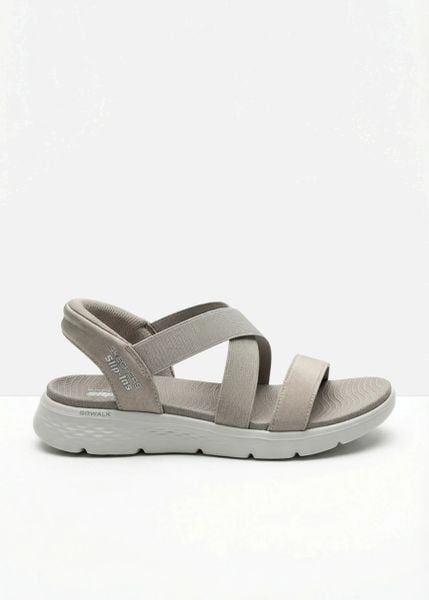 Wsuwane sandały Sketchers. Brązowe obuwie sportowe damskie bonprix, bez wzorów, bez zapięcia. Za 359.99 zł.