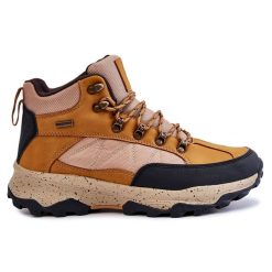 Męskie Buty Trekkingowe Ocieplane Cross Jeans KK1R4020C Camel brązowe. Brązowe trekkingi męskie z jeansu, bez zapięcia. Za 361.10 zł.