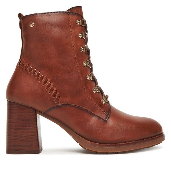 Trzewiki Pikolinos. Brązowe botki damskie Pikolinos, bez wzorów, bez obcasa, na słupku, bez zapięcia. Za 619.99 zł.