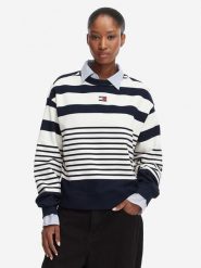 Tommy Jeans Bluza DW0DW22824 Granatowy Regular Fit. Niebieskie bluzy damskie Tommy Jeans, l, bez wzorów, z bawełny, bez ramiączek, bez kaptura. Za 449.99 zł.
