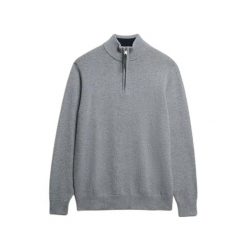 Sweter z wełny z kołnierzem typu stójka Superdry. Niebieskie swetry męskie Superdry, na zimę, m, bez wzorów, z wełny, bez kołnierzyka, bez ramiączek. Za 327.70 zł.