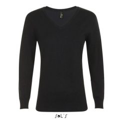 Sweter damski Sol's Glory. Czarne swetry nierozpinane damskie SOL'S, na zimę, m, bez wzorów, z materiału, eleganckie, bez kołnierzyka, bez ramiączek. Za 194.50 zł.