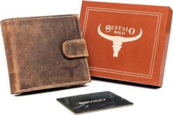 Buffalo Przeszywany, poziomy portfel męski z naturalnej skóry z zapinką Buffalo Wild NoSize. Portfele męskie Buffalo, bez wzorów, ze skóry. Za 69.00 zł.