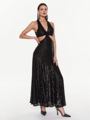 Pinko Sukienka wieczorowa Attratto 100929 A0MG Czarny Regular Fit. Czarne sukienki damskie Pinko, bez wzorów, z syntetyku, wizytowe, bez kołnierzyka, bez ramiączek. Za 1,389.00 zł.