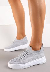 Szare Buty Sportowe z Cholewką w Skarpetkowym Stylu Timotta. Szare obuwie sportowe damskie Renee, bez wzorów, bez zapięcia, tenisowe. Za 49.99 zł.