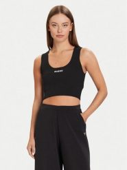 Guess Top V5BP05 Z3JD2 Czarny Slim Fit. Czarne topy damskie Guess, xxs, z aplikacjami, z syntetyku, bez kołnierzyka, bez ramiączek. Za 209.99 zł.
