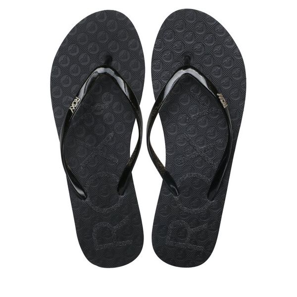 Japonki Roxy. Czarne obuwie sportowe damskie Roxy, bez wzorów, bez zapięcia. Za 49.99 zł.