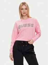 Guess Bluza Skylar V4GQ07 K8802 Różowy Relaxed Fit. Czerwone bluzy damskie Guess, s, z aplikacjami, z syntetyku, bez ramiączek, bez kaptura. Za 179.99 zł.