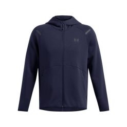 Bluza z kapturem z pełnym zamkiem błyskawicznym Under Armour Unstoppable Fleece. Czarne bluzy sportowe męskie Under Armour, bez wzorów, z kapturem, na fitness i siłownię. Za 474.00 zł.