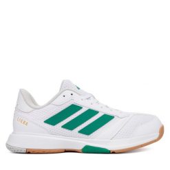 Buty halowe adidas. Białe buty sportowe męskie Adidas, bez wzorów, bez zapięcia. Za 299.99 zł.