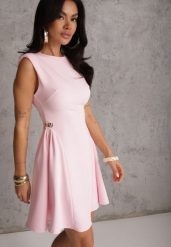 Różowa Rozkloszowana Sukienka Bez Rękawów z Odpinanymi Aplikacjami w Pasie Maridina. Czerwone sukienki damskie Renee, na spotkanie biznesowe, m, z aplikacjami, eleganckie, bez kołnierzyka, bez ramiączek, mini, rozkloszowane. Za 169.99 zł.