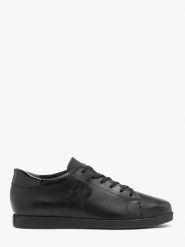Czarne sneakersy ze skóry licowej ALIA. Czarne obuwie sportowe damskie RKO, bez wzorów, z materiału, z okrągłym noskiem, bez zapięcia. Za 379.99 zł.