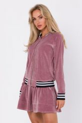 Bluza Bomberka z Weluru - Różowa. Czerwone bluzy damskie MOE, l, bez wzorów, z bawełny, bez ramiączek, bez kaptura. Za 344.90 zł.