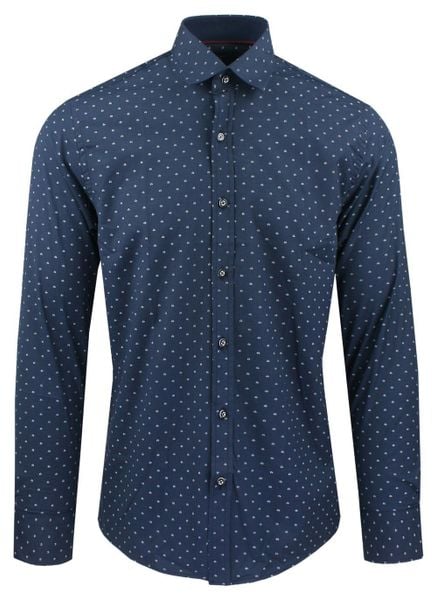 Męska Koszula, Taliowana (Slim Fit) - Rigon - Granatowa, Drobny Wzór. Niebieskie koszule męskie Rigon, m, bez wzorów, z bawełny, biznesowe, bez kołnierzyka, bez ramiączek. Za 139.00 zł.