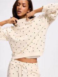 Bluza z bawełną - złamana biel. Bluzy damskie Reserved, l, bez wzorów, z bawełny, bez ramiączek, bez kaptura. Za 119.99 zł.