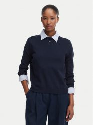 Tommy Jeans Sweter Essential DW0DW20159 Granatowy Regular Fit. Niebieskie swetry nierozpinane damskie Tommy Jeans, xl, bez wzorów, z bawełny, bez kołnierzyka, bez ramiączek. Za 369.99 zł.