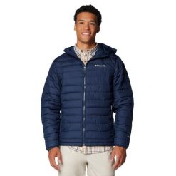 Kurtka sportowa męska Powder Lite II Hooded Jacket. Niebieskie kurtki sportowe męskie Columbia, l, bez wzorów, z materiału, z kapturem, trekkingowe. Za 449.99 zł.