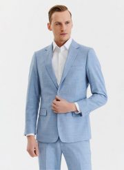 PAKO LORENTE – Niebieska męska marynarka garniturowa. Niebieskie garnitury męskie Pako Lorente, m, bez wzorów, klasyczne. Za 399.99 zł.